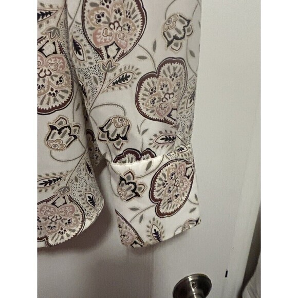 LOFT Floral Blouson Long Sleeve Blouse Top Pink Cream Square Neck Size Small - Picture 12 of 15